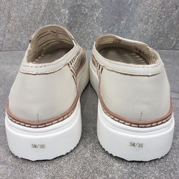 Vince Camuto Shoes Womens 5 M Cream Woven Slip-On Romeen Platform Sneakers - Picture 4 of 12